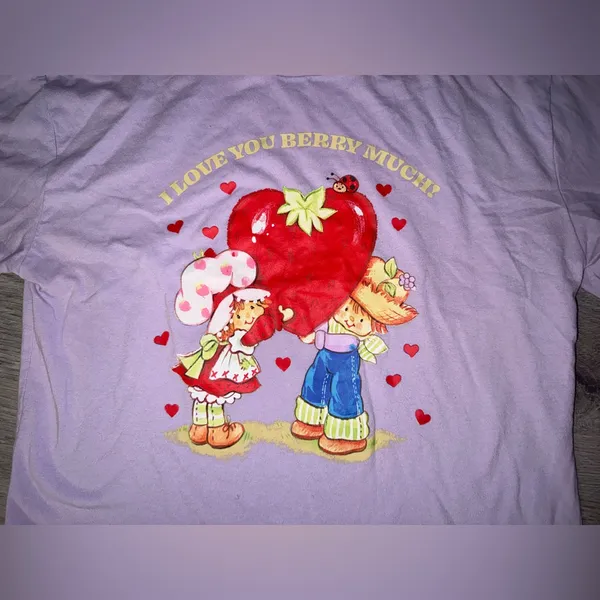 Strawberry Shortcake Y2K Pastel Purple Crop Top Women’s “I Love You Berry much”! - Image 2