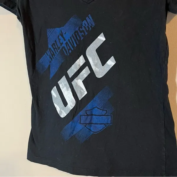 ✨ Harley‎ Davidson Black Blue UFC Waterloo Iowa Shirt Small - Image 3