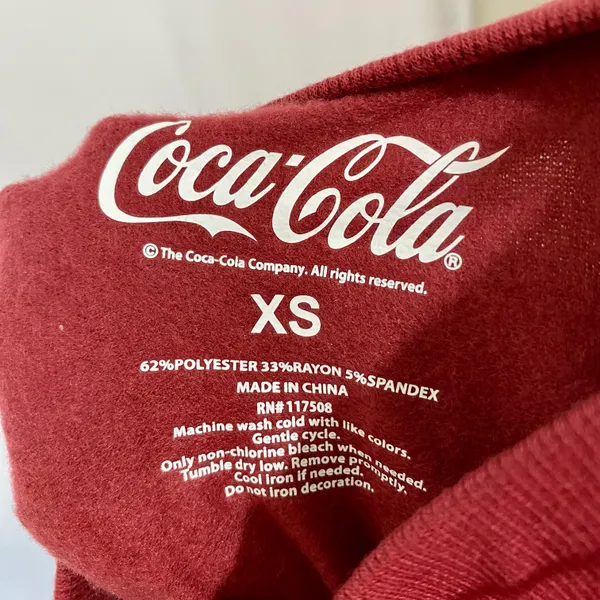 Women’s Casual Drawstring Joggers Coke Rainbow Print Logo Maroon NWT - Image 5