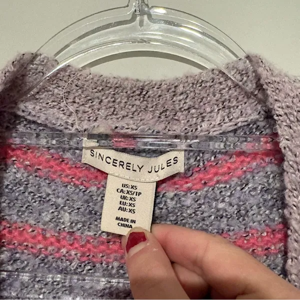Sincerely Jules Sweater‎ Longline Flower Patchwork Cardigan pink purple XS - Image 4
