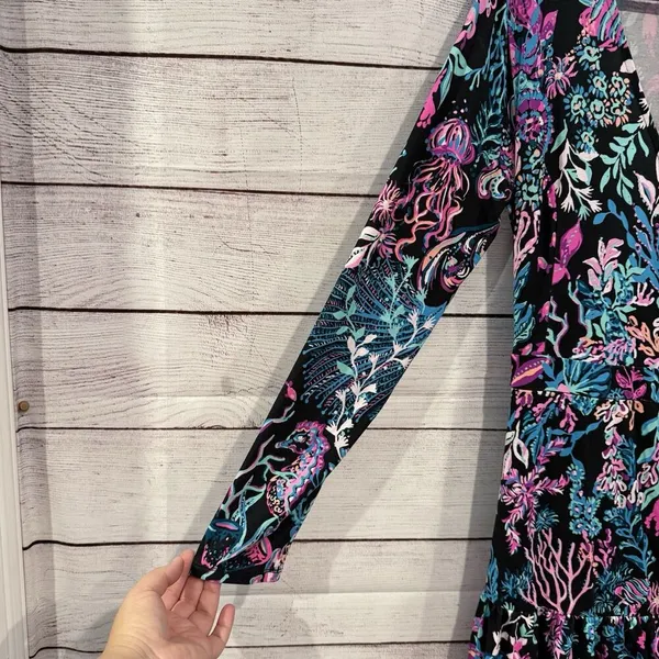 NWOT Lilly Pulitzer Multicolor Floral Wrap Romper - Pink, Blue, Teal! Size Large - Image 6