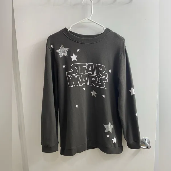 Star Wars Pullover Sweatshirt Womens Small Gray Long Sleeve Crewneck - Image 2