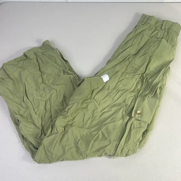 RTR Ramy Brook Women's Emil Pants sz 6 olive wide leg cargo solid green pockets - Image 8
