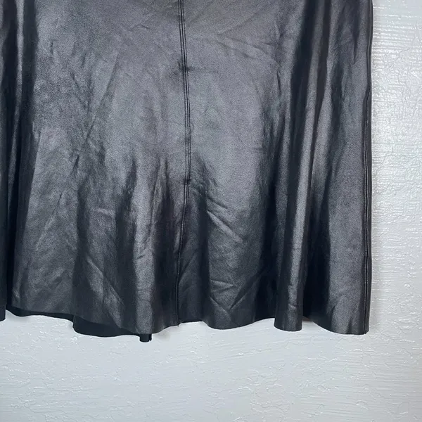 SPANX Women Plus Size 1X Black Faux Leather Skater Mini Skirt Edgy Rocker Punk - Image 2
