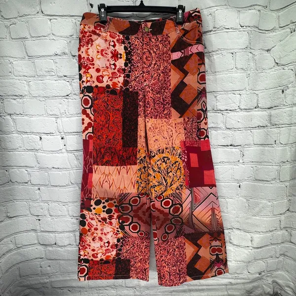 Boho Colorful Jeans Women's XL High Rise Stretch Patchwork Look Festival - Image 2