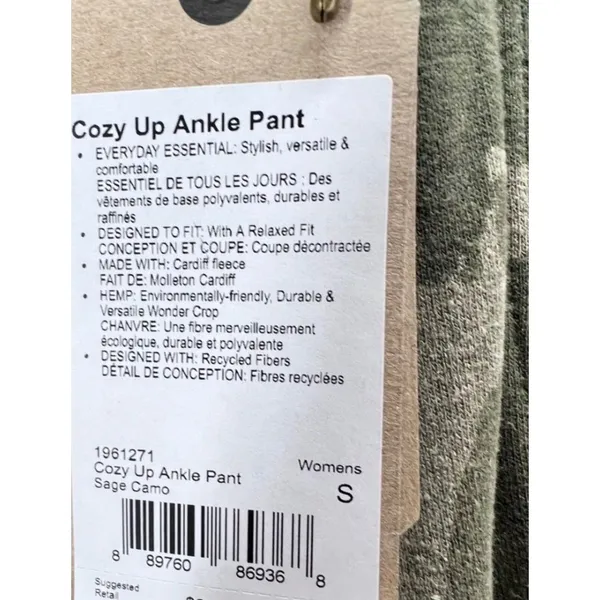 Prana Sweatpants Womens S Green Camo Jogger Cozy Up Ankle Pant Soft Hemp Tencel - Image 8