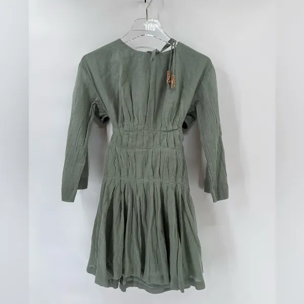 Free people Prettiest‎ Pleats Mini Dress w/pockets bare back with back elastic M - Image 3
