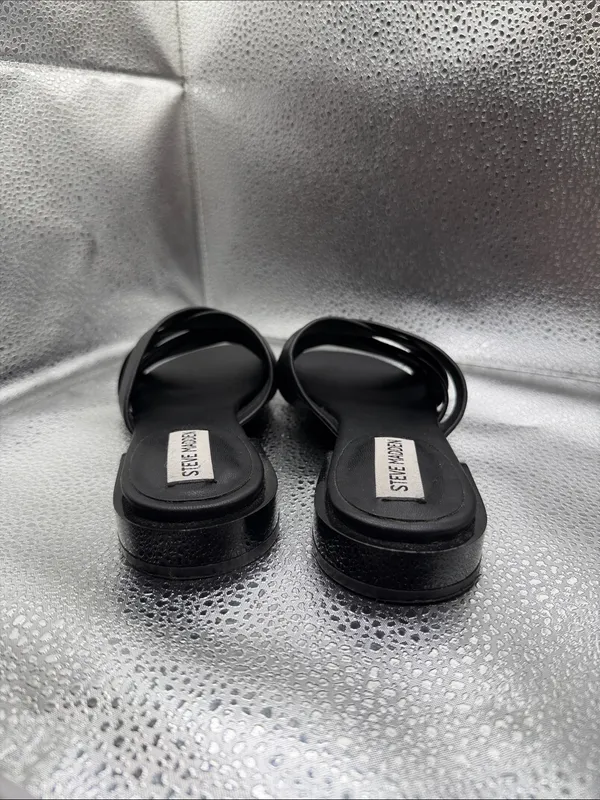 Steve Madden Black Crisscross Slide Sandals with Padded Footbed - Image 4