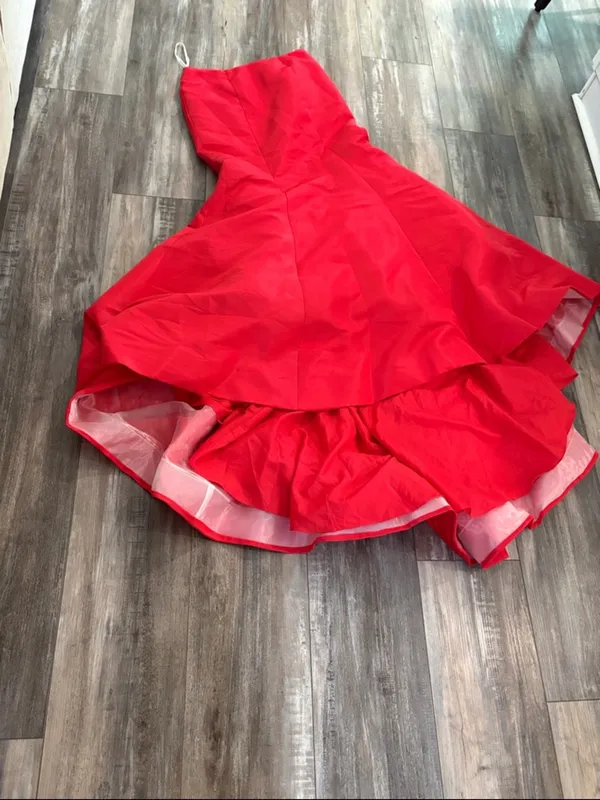 Sherri Hill Red Mermaid Skirt with Train size 8 NEW paired with checkered blouse - Image 9
