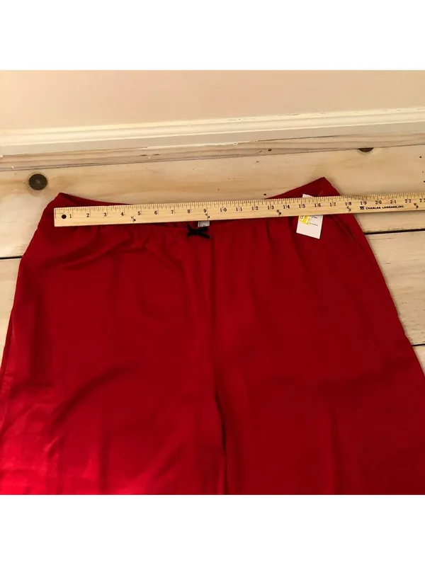 Auden NWT Women's Red Satin Pajama Pants Size XL - Image 9