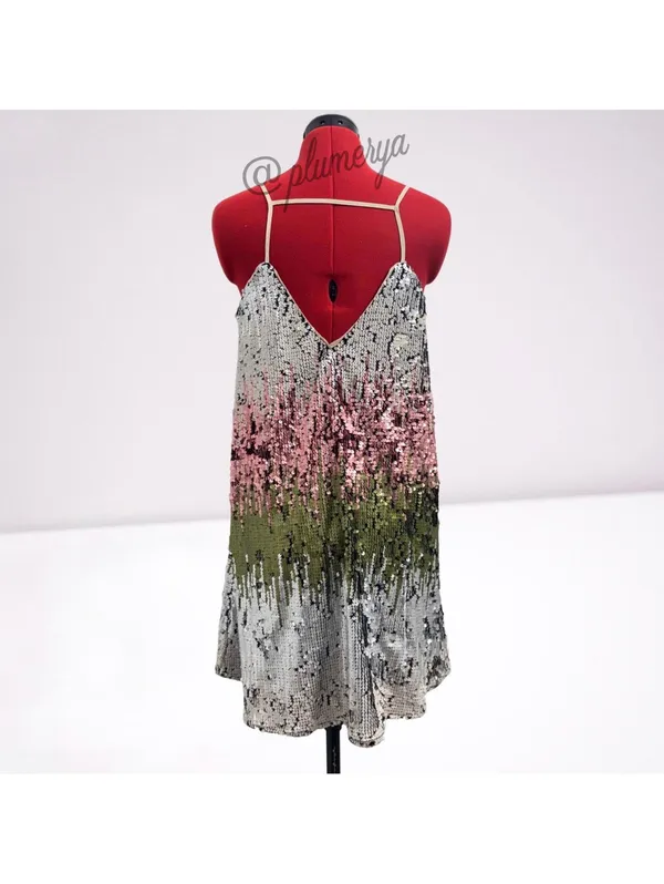 Loveriche Women's Ombre Matte Sequin Cami Slip Dress Summer Y2K Style Size S - Image 4