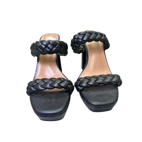 EUC Dolce Vita DV Peggy black braided‎ straps platform block heel size 8 leather - Image 3