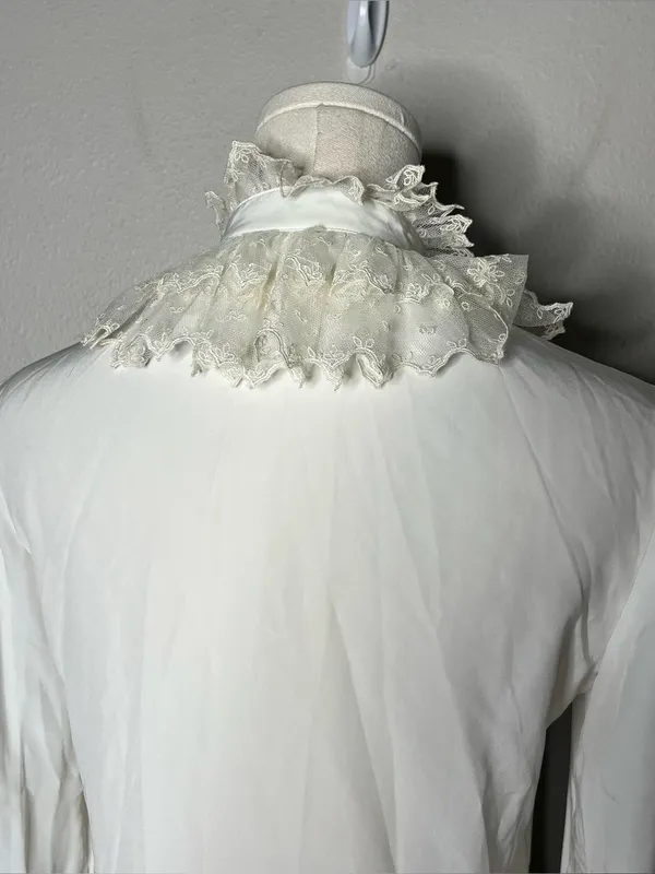 Vintage Tokyo Blouse Marianne Ruffle Lace Tie Neck Button Down Victorian Blouse - Image 4