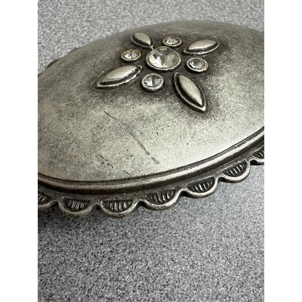 Unbranded Belt Womens Black Silver Pewter? Concho Rhinestone Western Leather 37" - Image 10