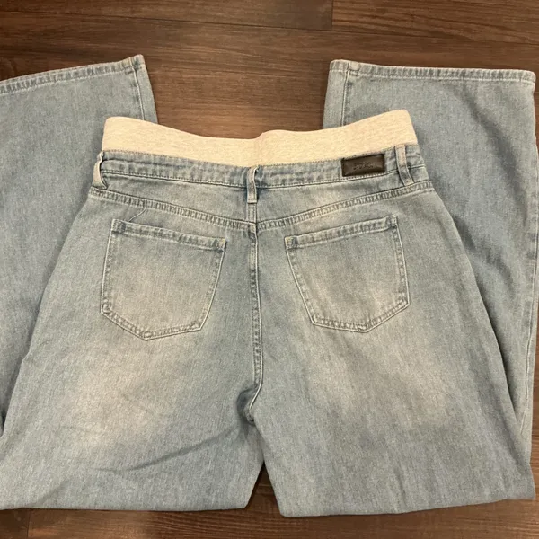 PTCL Ethikal Brand Wide Leg Baggy Jeans Light Wash Double Waistband Size 30 - Image 6