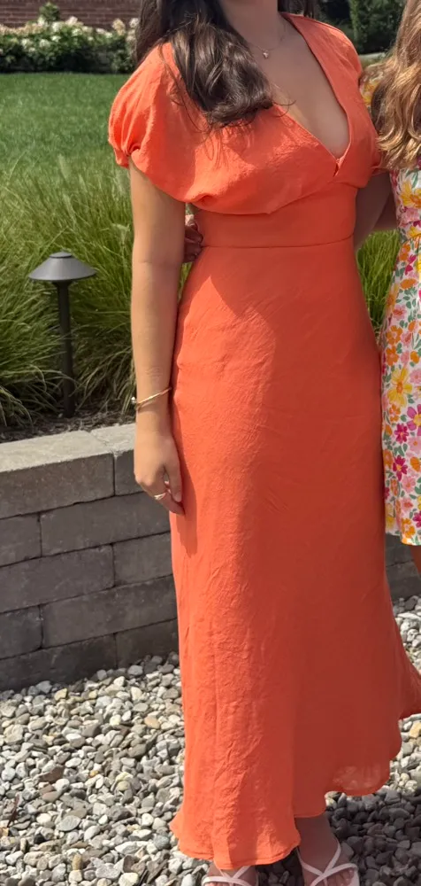 New Showpo Desiree Midi Dress V Neck Flutter Short Sleeve Slip Dress MSRP $129 - Image 5