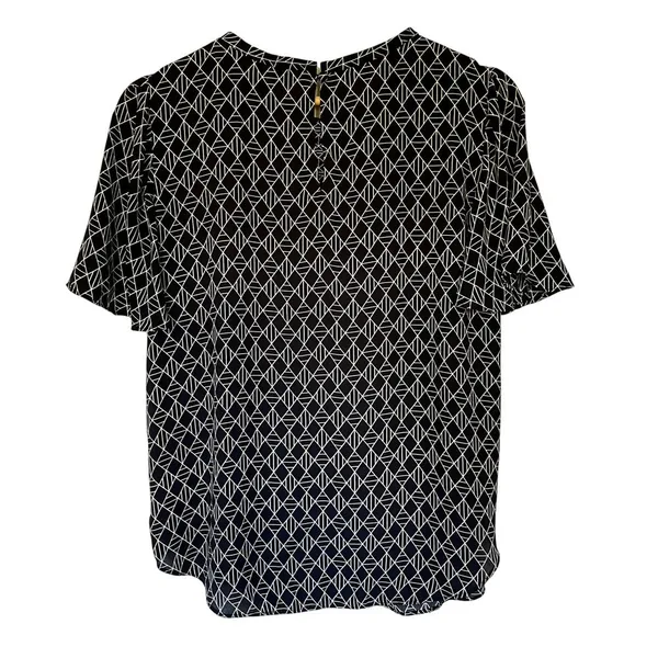 Ann Taylor flutter sleeve black white‎ geometric patterned women's size small - Image 7
