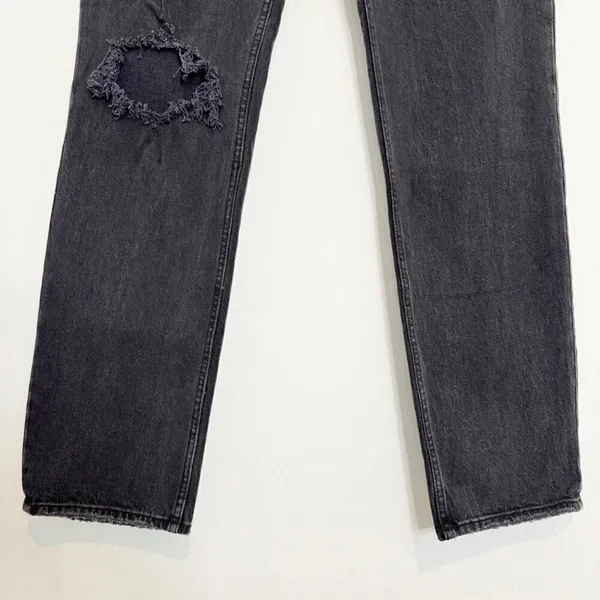 Abercrombie Ankle Straight Jeans Size 28 Black Denim Ultra High Rise Pant Grunge - Image 4