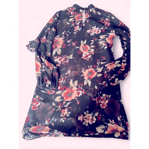White House Black Market Black Floral Dress - Image 4