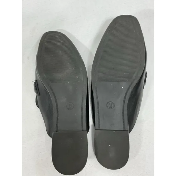 Womans Excellent Cond. A New Day Classic Slip On Loafers 9 Black Gold Hardware - Image 5