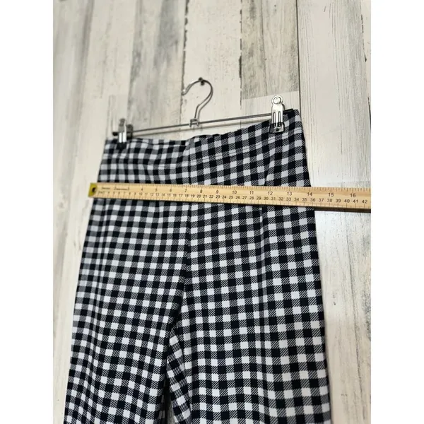 SHEIN Gingham Plaid Split Hem Skinny Leggings Womens S Black White High Rise - Image 4