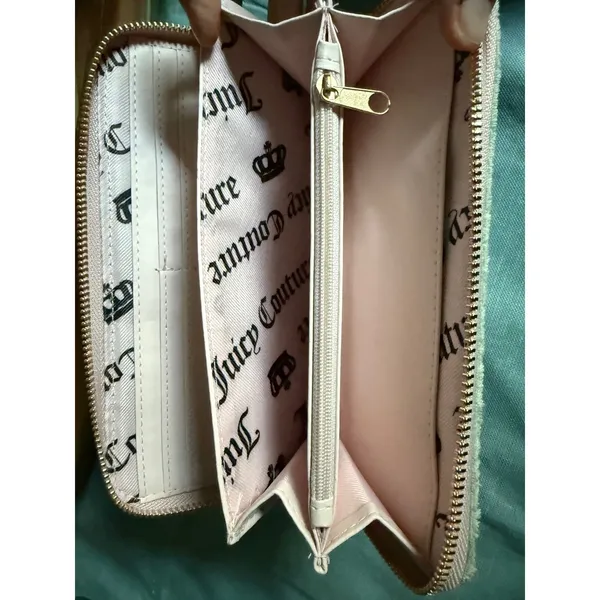 Juicy Couture Sugar Rush Large Zip Around Wallet Frosty Green Terry Cherry Charm - Image 6