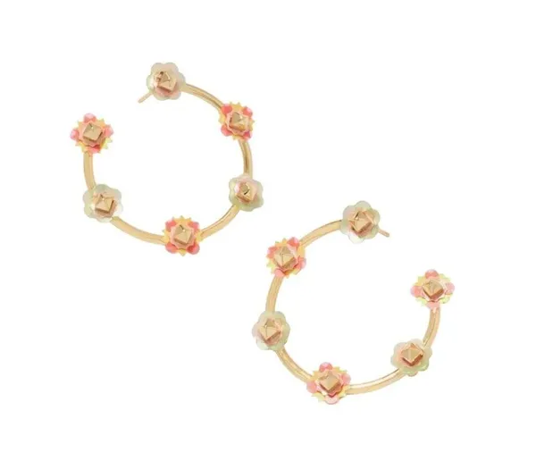NWT! Kendra Scott Deliah Gold Open Frame Hoops in Pink Mix - Image 3