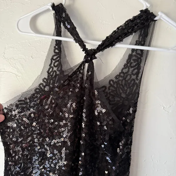 Wildcat Black Sequin Tank Top L‎ Y2K Fairy Grunge Mesh Going Out Top - Image 5