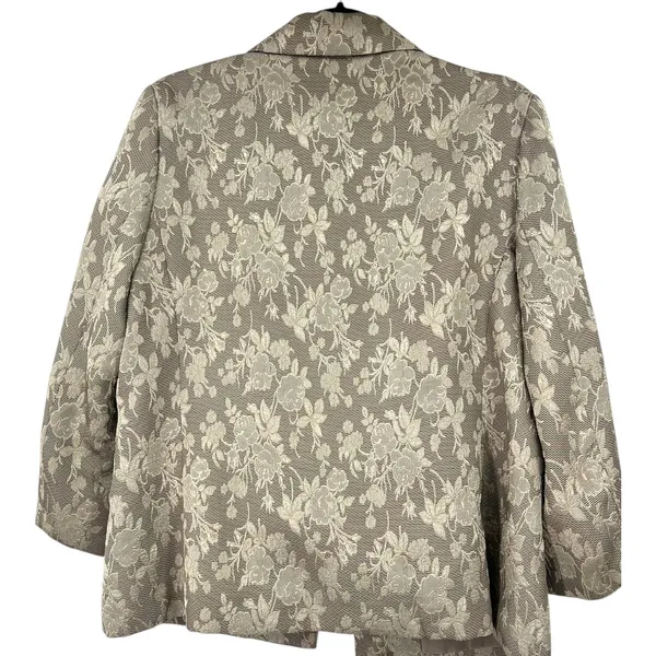 DT Collection | M | beige floral brocade blazer jacket satin romantic floral - Image 3