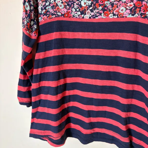 Anthropologie‎ Postmark Floral Stripe 3/4 Sleeve Top Size Small - Image 4