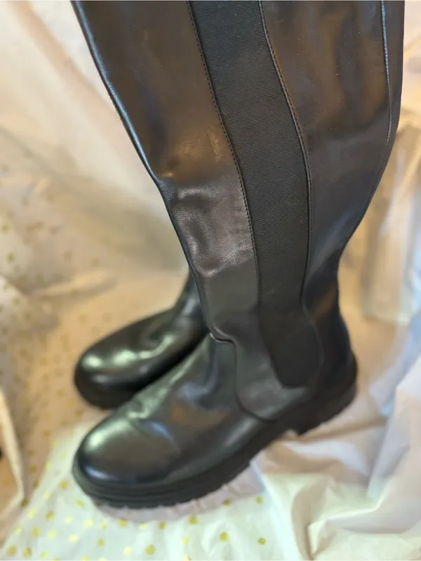 INC International Concepts Black Over-the-Knee Chelsea Lug Boots - Image 3