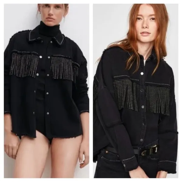 Oversized SHINY FRINGE JACKET ZARA - Image 3