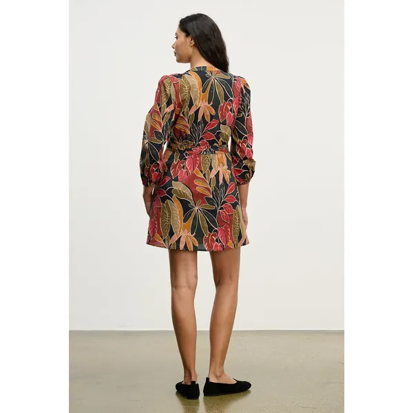 Velvet by Graham & Spencer Tessa Leaves Print Puff Sleeve Mini Dress Multi XS - Image 2