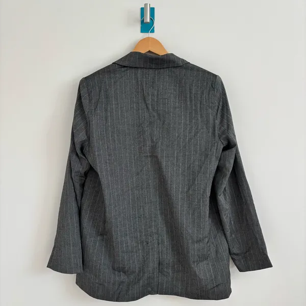 A New Day Women's Button Up Blazer Jacket, Gray Pinstripe, Medium NEW - Image 3