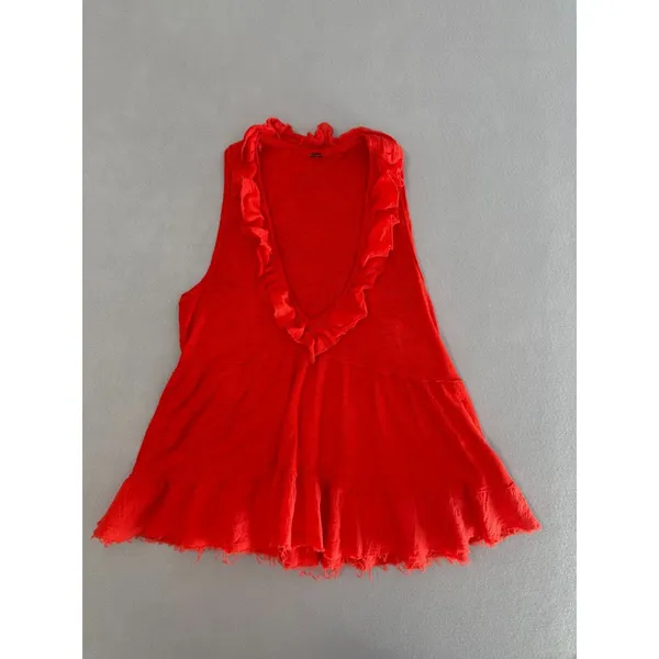 Free People Linen Blend Ruffle Babydoll‎ Tank Top XS Boho Festival Cottagecore - Image 2