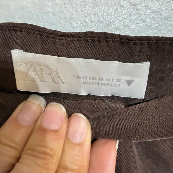 Zara Brown Lyocell Wide Leg Pants Sz 10 - Image 5
