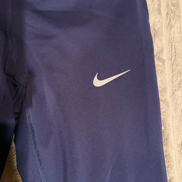 Nike Dri-FIT Womens Navy Blue Running Leggings Cropped Mesh Panels Size M - Image 3