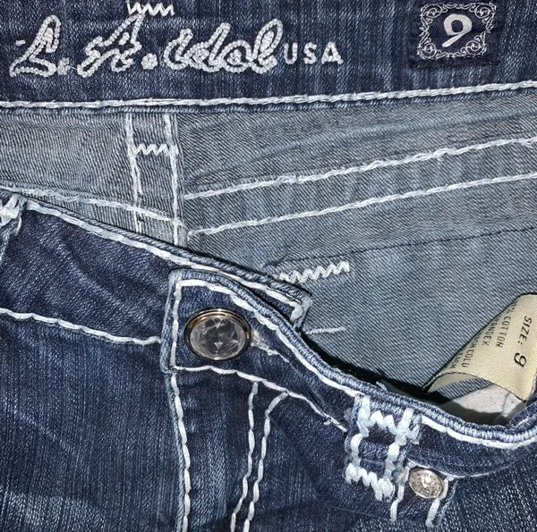 L.A. Idol USA Blue Bootcut Denim Jeans (Women's SZ 9) Actual 31X33 - Image 11