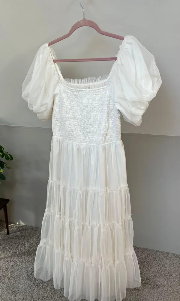 Baltic Born White Tulle Midi Tiered Dress Bridal Engagement - Image 4
