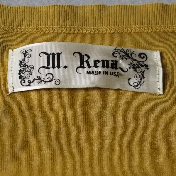 M.‎ Rena Waffle Knit Top Womens Large Yellow V-Neck Pleated Thermal Boho S4945A - Image 2