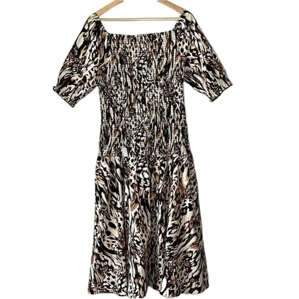 NWOT Midnight Velvet Midi Animal Print Dress - Image 3