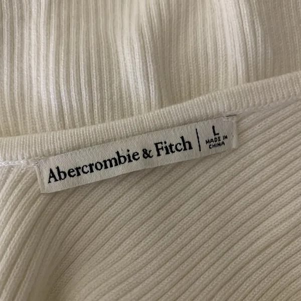 Abercrombie Fitch White‎ Ribbed Tank Top Slim Fit Basic Layering Large - Image 3