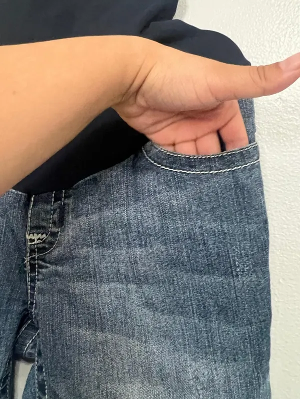 Wallflower Womens Flare Jeans Blue Stretch Dark Wash Denim Maternity M - Image 9