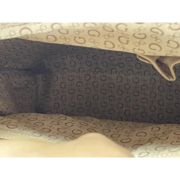 GUESS Gray/Black Logo Print Satchel Top Handle Bag Zip w/ Detachable Strap - Image 9