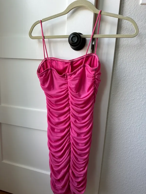 Revolve Emmie Mesh Mini Dress Hot Pink - Image 3