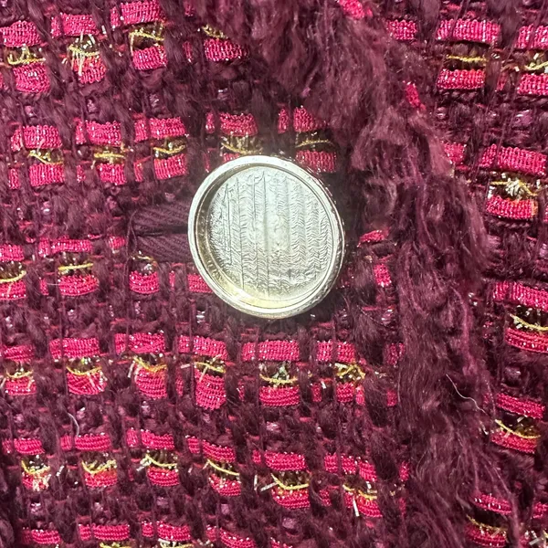 Tory Burch Tweed Boucle‎ Blazer Red Gold Metallic Designer Luxe Preppy Women 8 - Image 10