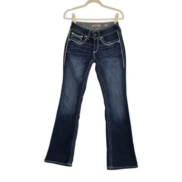 ARIAT Mid-Rise REAL Entwined Boot Jeans Sz 26 Blue Cowgirl Country Western Boho - Image 3