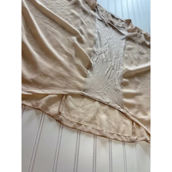 Chloe‎ K Womens Mixed Media High Low Top Beige Tan Dolman Short Sleeve Large - Image 4