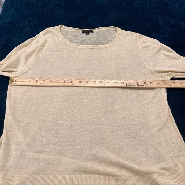 J. Crew Cream‎ Lightweight Linen Relaxed Fit Long Sleeve Sweater Size S - Image 9