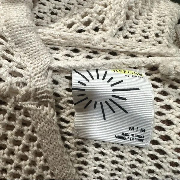 Offline by Aerie Crochet Hoodie – “Toasted Coconut” Colorway, Size Medium - Image 12